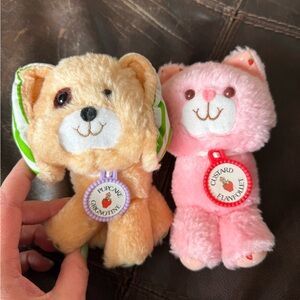 Strawberry Shortcake plush pets Pupcake and Custard Canadian versions HTF